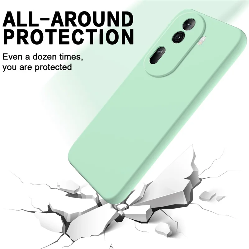 For Oppo Reno11 Pro 5G (Global) Case Liquid Silicone Phone Cover with Anti-Scratch Fiber Lining - Green-Cellmalls