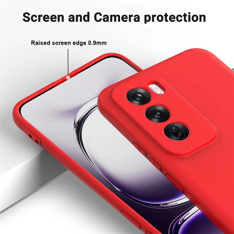 For Oppo Reno12 Pro 5G (Global) Liquid Silicone Case Shockproof Phone Cover with Wrist Strap - Red-Cellmalls
