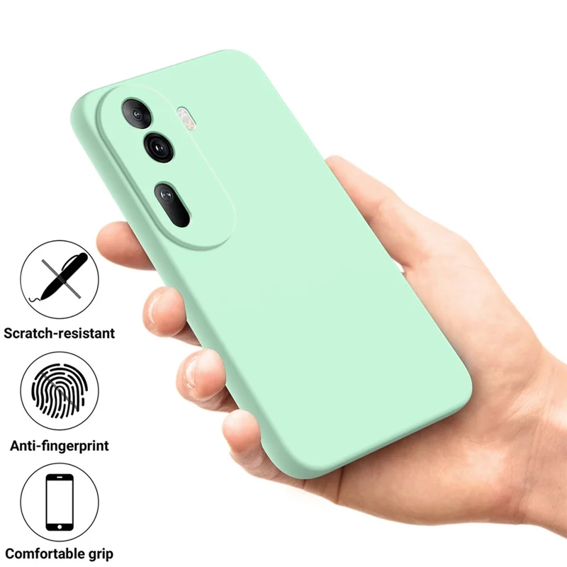 For Oppo Reno11 Pro 5G (Global) Case Liquid Silicone Phone Cover with Anti-Scratch Fiber Lining - Green-Cellmalls