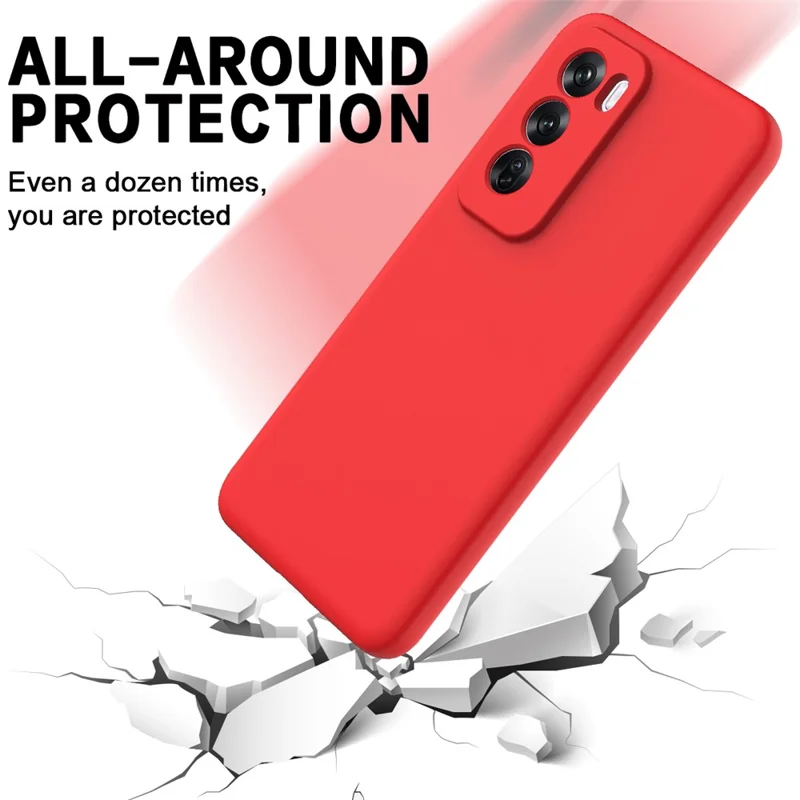 For Oppo Reno12 Pro 5G (Global) Liquid Silicone Case Shockproof Phone Cover with Wrist Strap - Red-Cellmalls