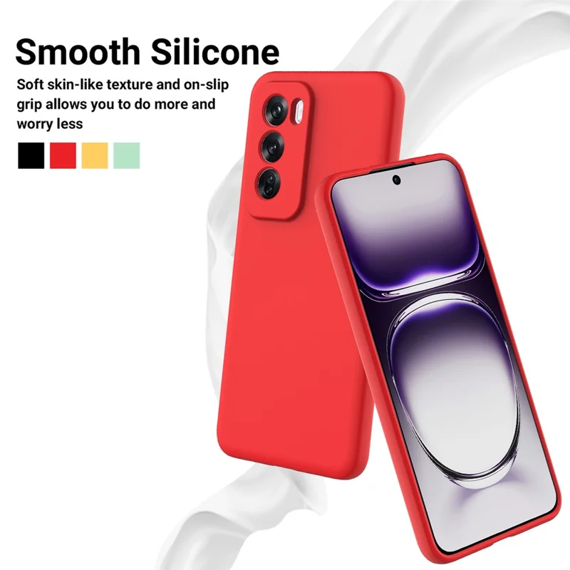 For Oppo Reno12 Pro 5G (Global) Liquid Silicone Case Shockproof Phone Cover with Wrist Strap - Red-Cellmalls