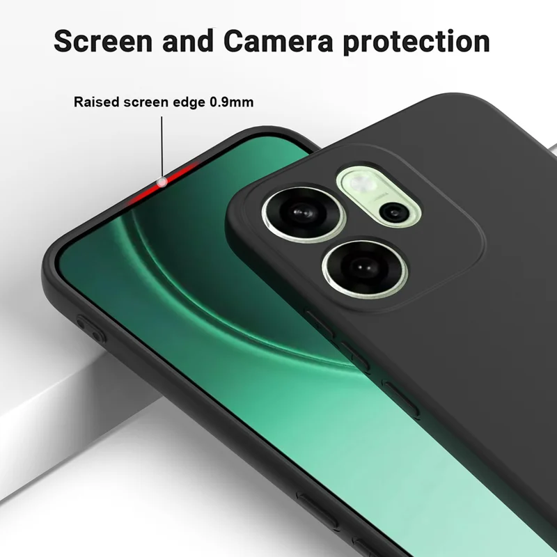 For Oppo Reno14 F 5G Liquid Silicone Case Phone Back Cover with Hand Strap - Black-Cellmalls