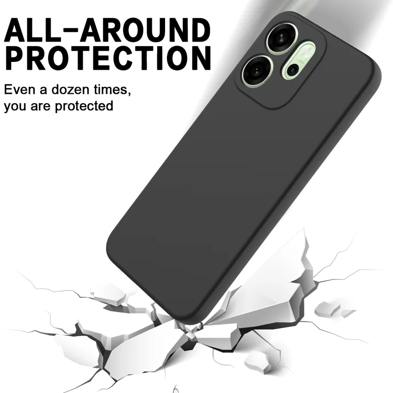 For Oppo Reno14 F 5G Liquid Silicone Case Phone Back Cover with Hand Strap - Black-Cellmalls