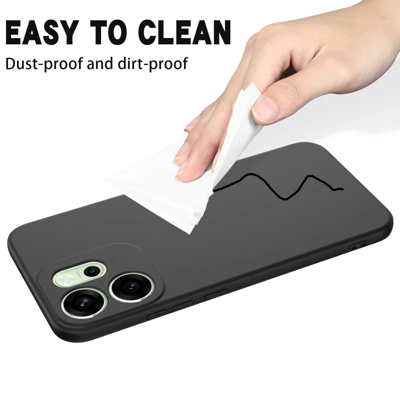 For Oppo Reno14 F 5G Liquid Silicone Case Phone Back Cover with Hand Strap - Black-Cellmalls