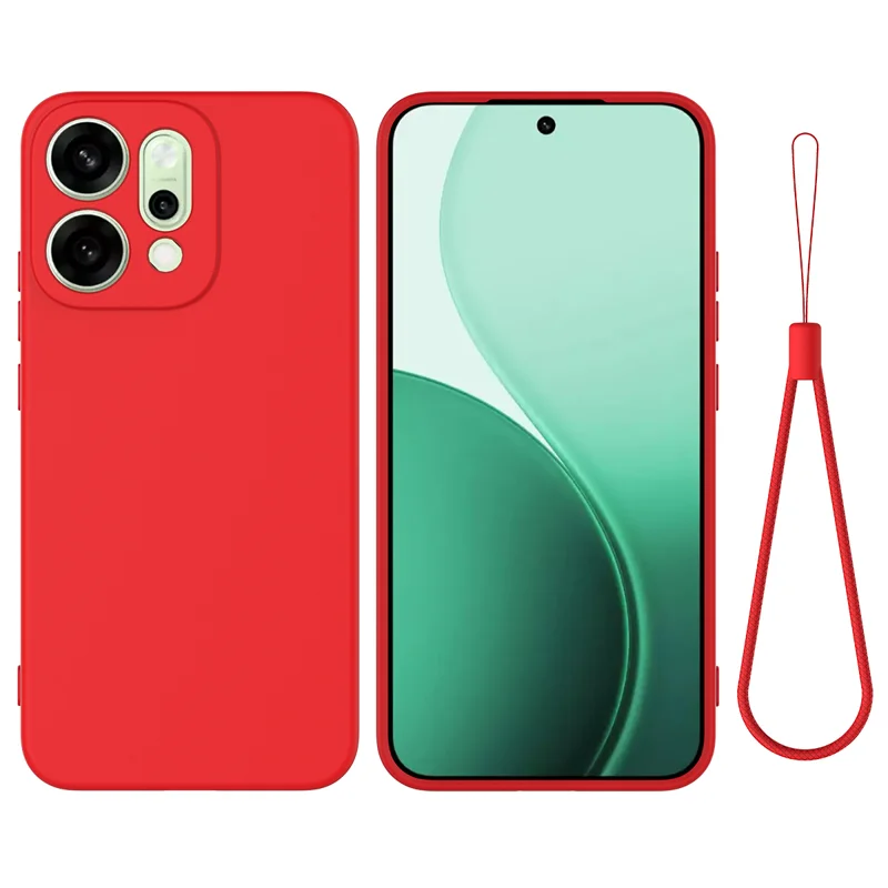 For Oppo Reno14 Pro 5G (China) / Oppo Reno14 Pro 5G (Global) Liquid Silicone Case Phone Back Cover with Hand Strap - Black-Cellmalls