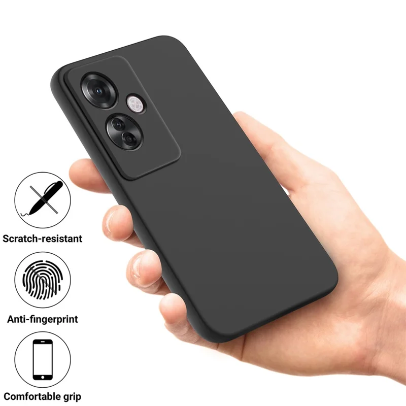 For Oppo Reno11 F 5G / F25 Pro 5G Case Liquid Silicone Mobile Phone Cover with Strap - Black-Cellmalls