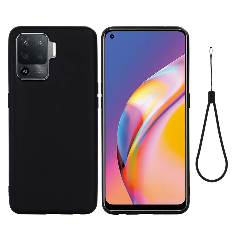 For Oppo A94 / Reno5 F / F19 Pro / Reno5 Lite Phone Case Liquid Silicone Drop Protection Cover - Black-Cellmalls
