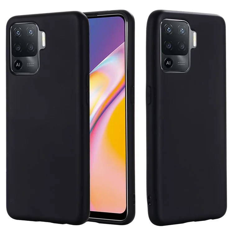 For Oppo A94 / Reno5 F / F19 Pro / Reno5 Lite Phone Case Liquid Silicone Drop Protection Cover - Black-Cellmalls