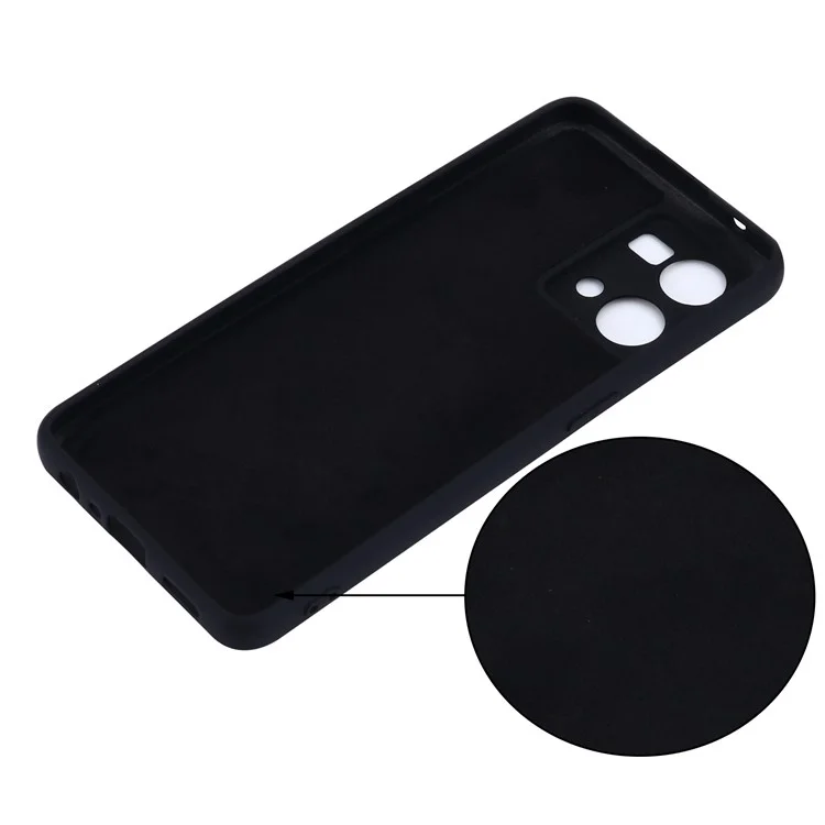 Liquid Silicone Phone Case for Oppo Reno7 4G / F21 Pro 4G, Thickening Design Soft Microfiber Lining Cushion Anti-Scratch Protective Cover - Black-Cellmalls