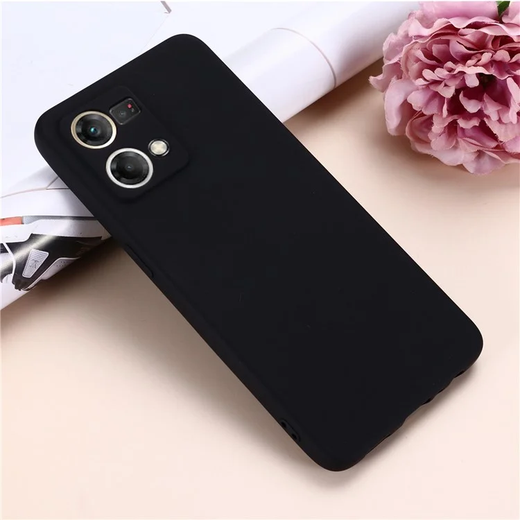 Liquid Silicone Phone Case for Oppo Reno7 4G / F21 Pro 4G, Thickening Design Soft Microfiber Lining Cushion Anti-Scratch Protective Cover - Black-Cellmalls