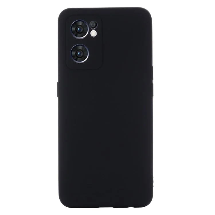For Oppo Reno7 5G (Global)/Find X5 Lite Soft Liquid Silicone Cover Anti-Scratch Microfiber Lining Camera Protective Case with Strap - Black-Cellmalls