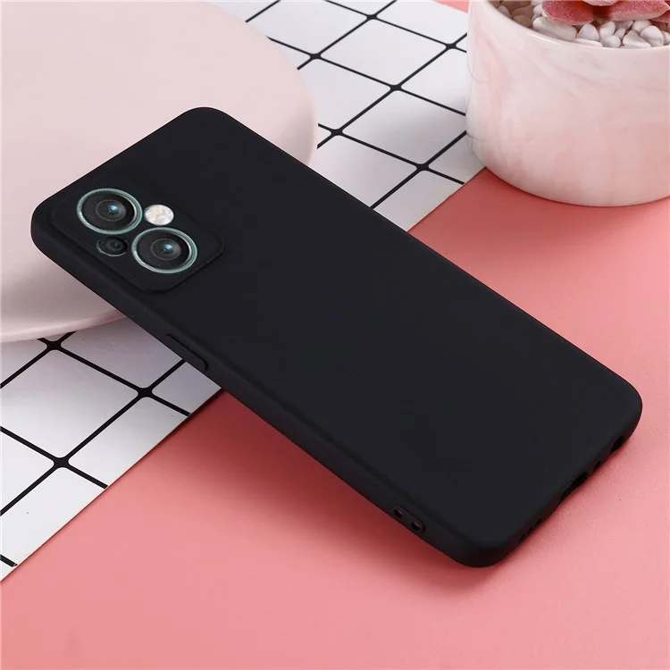 For Oppo Reno7 Z 5G / Reno7 Lite 5G / F21 Pro 5G / Reno8 Lite 5G Liquid Silicone Case Precise Cutouts Camera Protection Cover with Strap - Black-Cellmalls