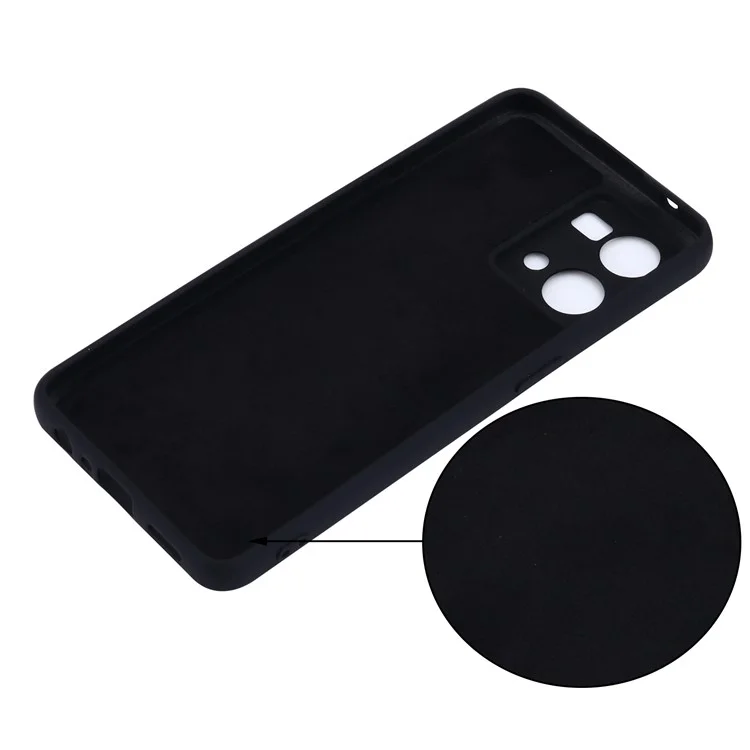 For Oppo Reno8 4G Liquid Silicone Phone Cover Soft Lining Drop-proof Case with Strap - Black-Cellmalls