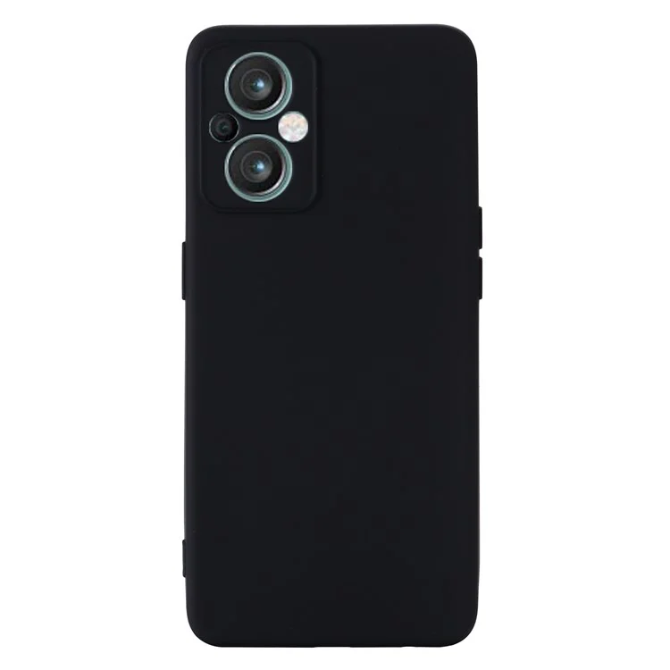 For Oppo Reno7 Z 5G / Reno7 Lite 5G / F21 Pro 5G / Reno8 Lite 5G Liquid Silicone Case Precise Cutouts Camera Protection Cover with Strap - Black-Cellmalls