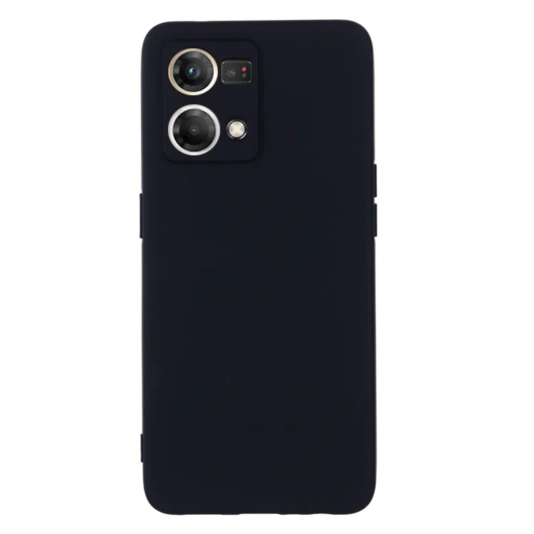For Oppo Reno8 4G Liquid Silicone Phone Cover Soft Lining Drop-proof Case with Strap - Black-Cellmalls