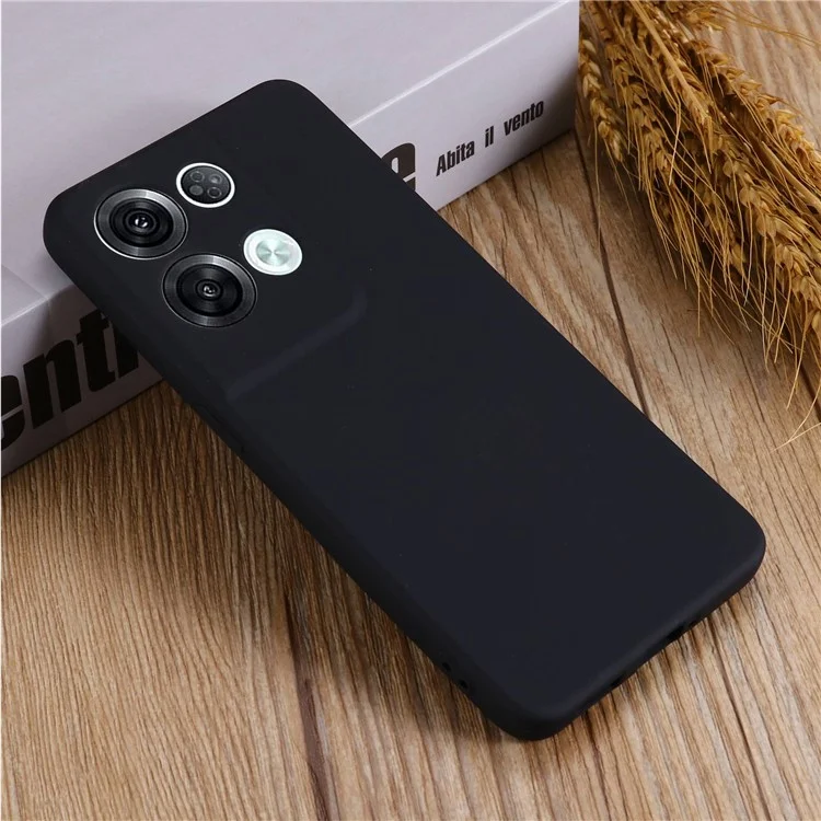 Anti-Fall Phone Case for Oppo Reno8 Pro 5G (Global Version) Liquid Silicone Slim Case Shockproof Cover with Strap - Black-Cellmalls