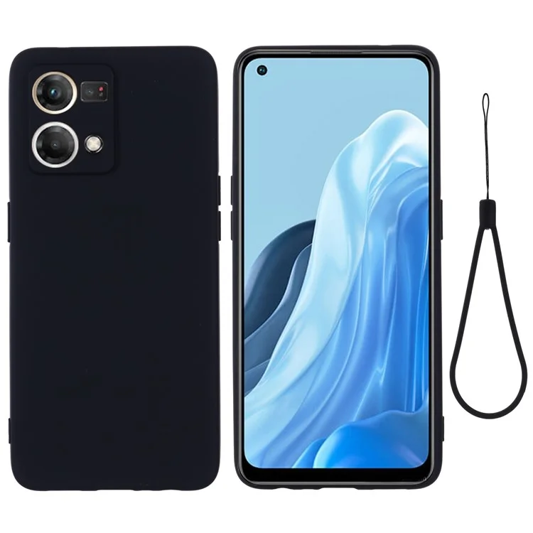Liquid Silicone Phone Case for Oppo Reno7 4G / F21 Pro 4G, Thickening Design Soft Microfiber Lining Cushion Anti-Scratch Protective Cover - Black-Cellmalls