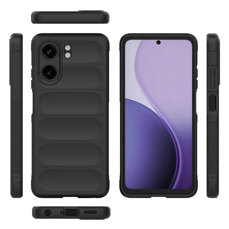 For Oppo A5x 5G  /  4G Case Anti-Drop Soft TPU Rugged Phone Back Cover - Black-Cellmalls
