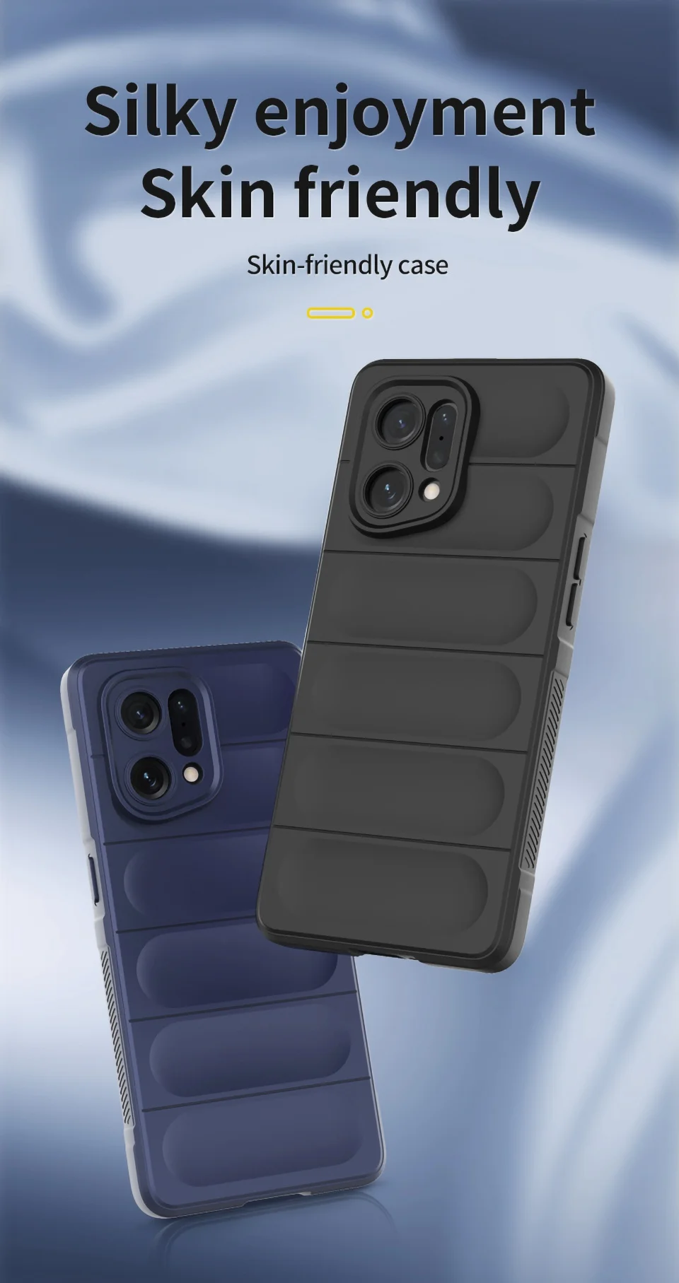 For Oppo Find X5 Shockproof Flexible Soft TPU Anti-slip Edge Cell Phone Protector Rugged Back Case - Dark Blue-Cellmalls