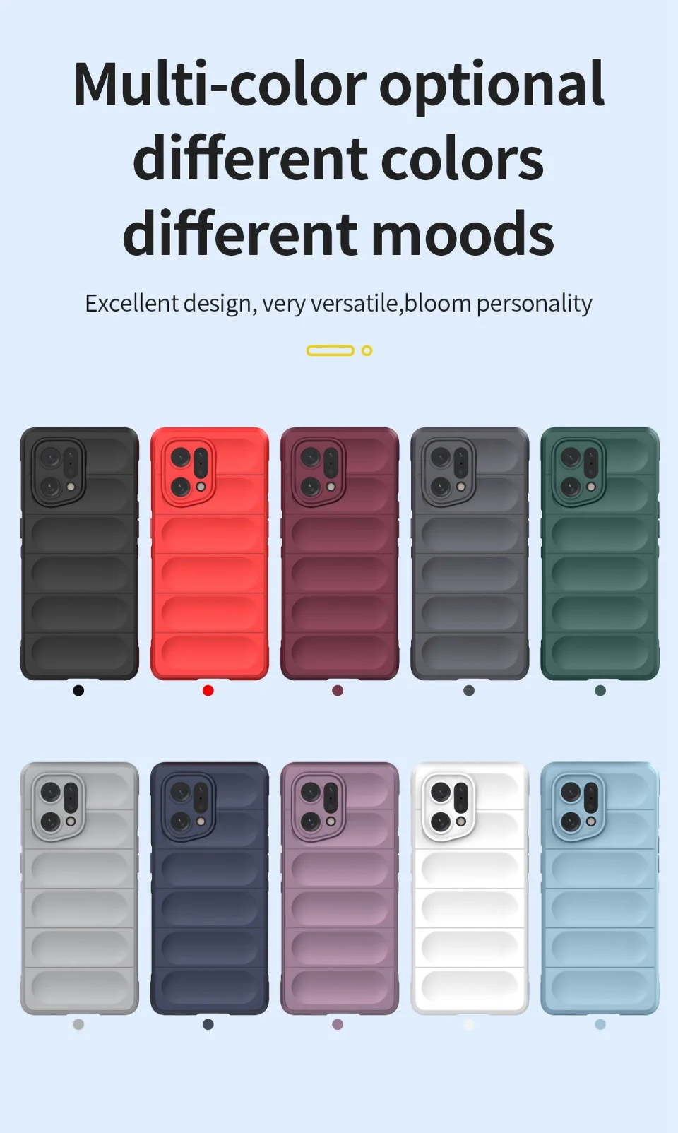 For Oppo Find X5 Shockproof Flexible Soft TPU Anti-slip Edge Cell Phone Protector Rugged Back Case - Dark Blue-Cellmalls