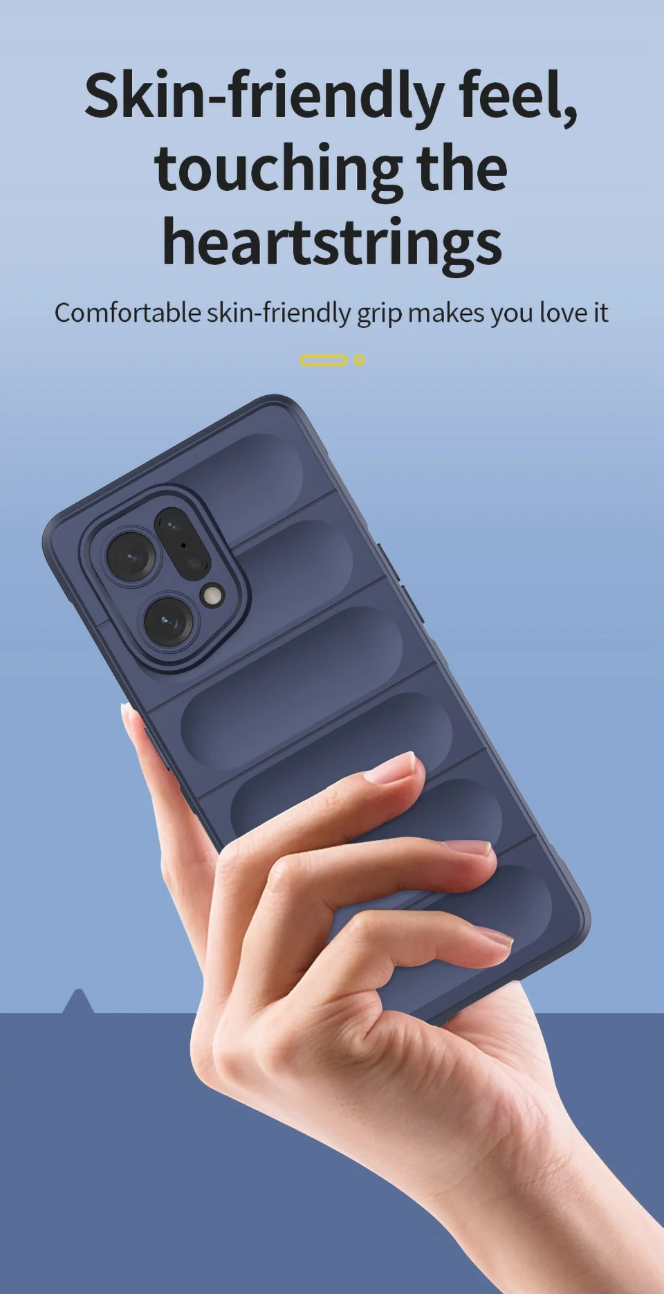 For Oppo Find X5 Shockproof Flexible Soft TPU Anti-slip Edge Cell Phone Protector Rugged Back Case - Dark Blue-Cellmalls