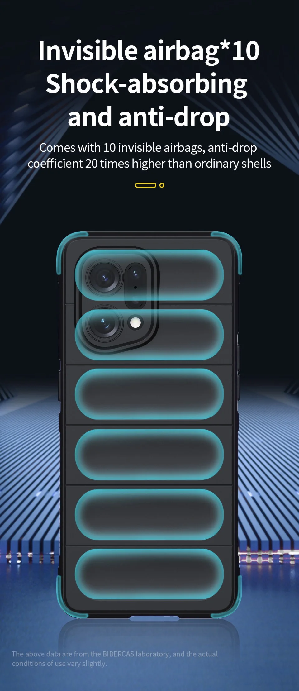 For Oppo Find X5 Shockproof Flexible Soft TPU Anti-slip Edge Cell Phone Protector Rugged Back Case - Dark Blue-Cellmalls