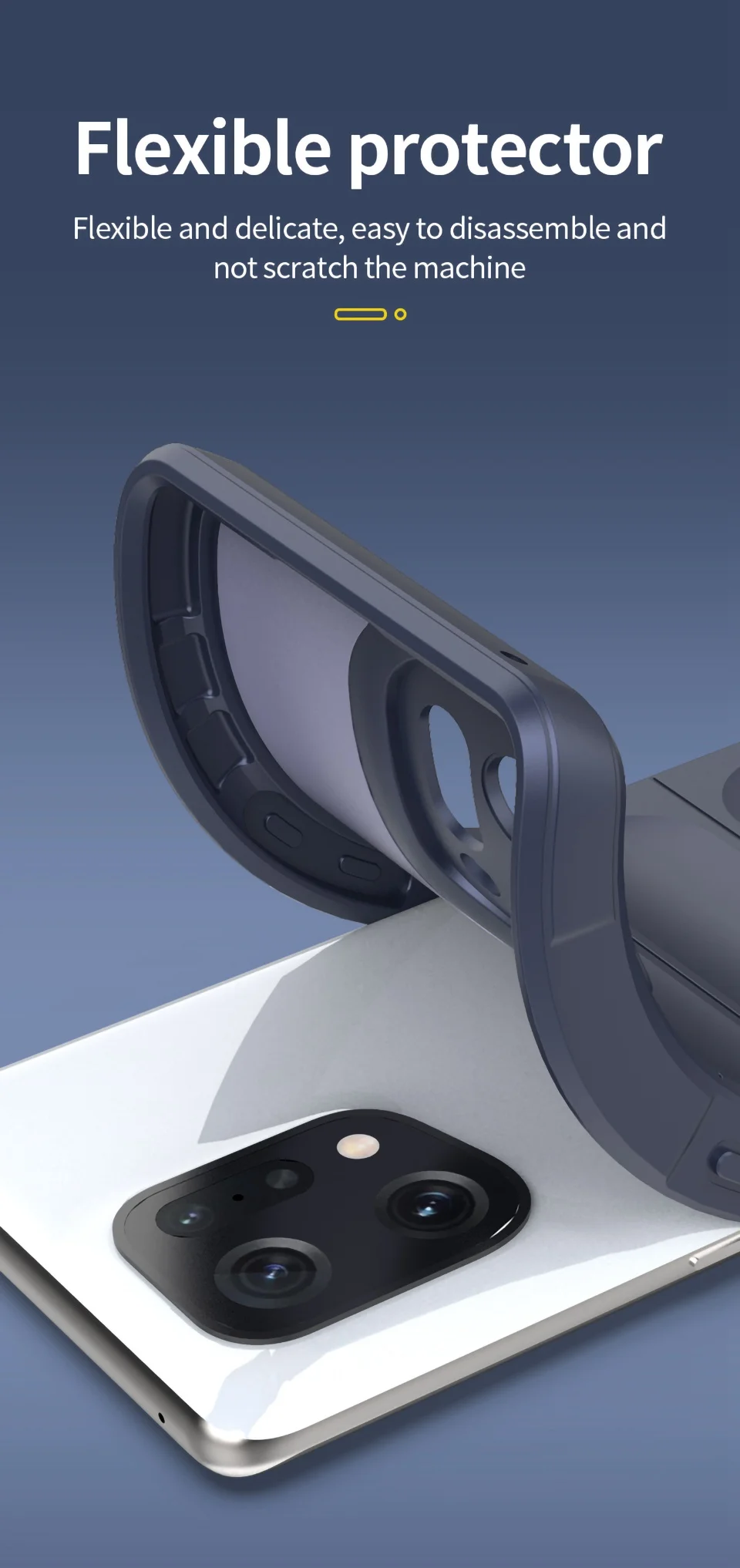 For Oppo Find X5 Shockproof Flexible Soft TPU Anti-slip Edge Cell Phone Protector Rugged Back Case - Dark Blue-Cellmalls