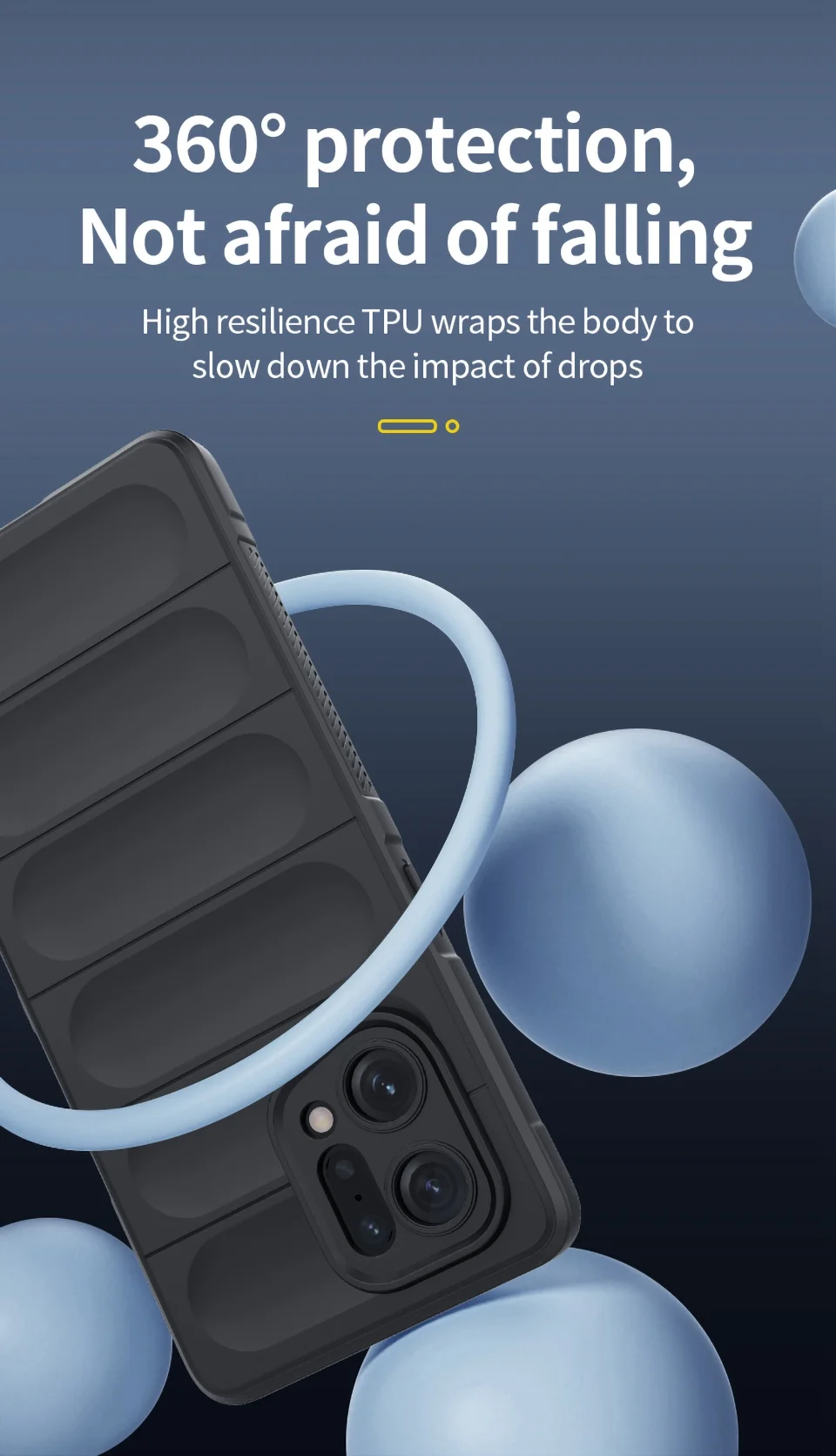 For Oppo Find X5 Shockproof Flexible Soft TPU Anti-slip Edge Cell Phone Protector Rugged Back Case - Dark Blue-Cellmalls