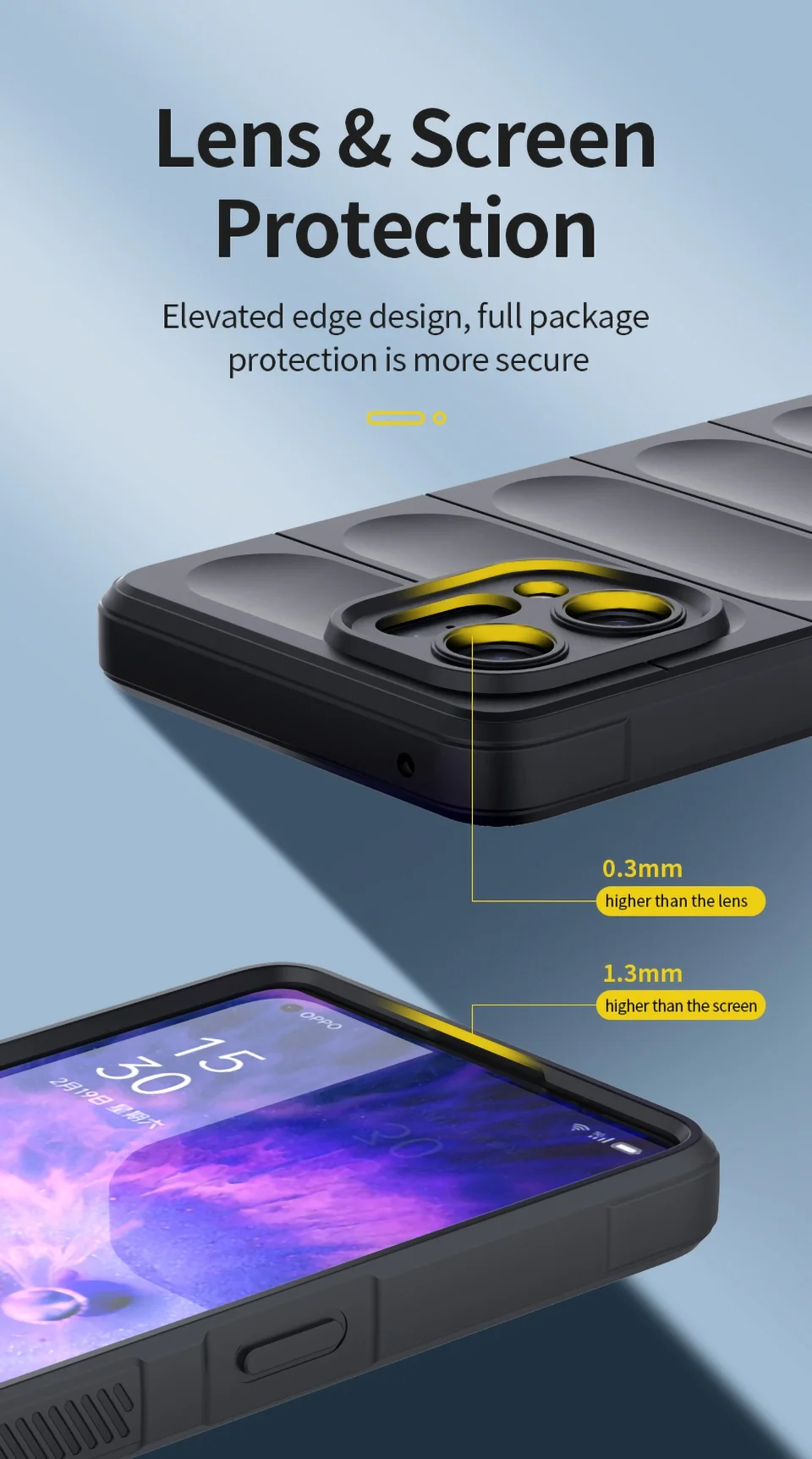 For Oppo Find X5 Shockproof Flexible Soft TPU Anti-slip Edge Cell Phone Protector Rugged Back Case - Dark Blue-Cellmalls