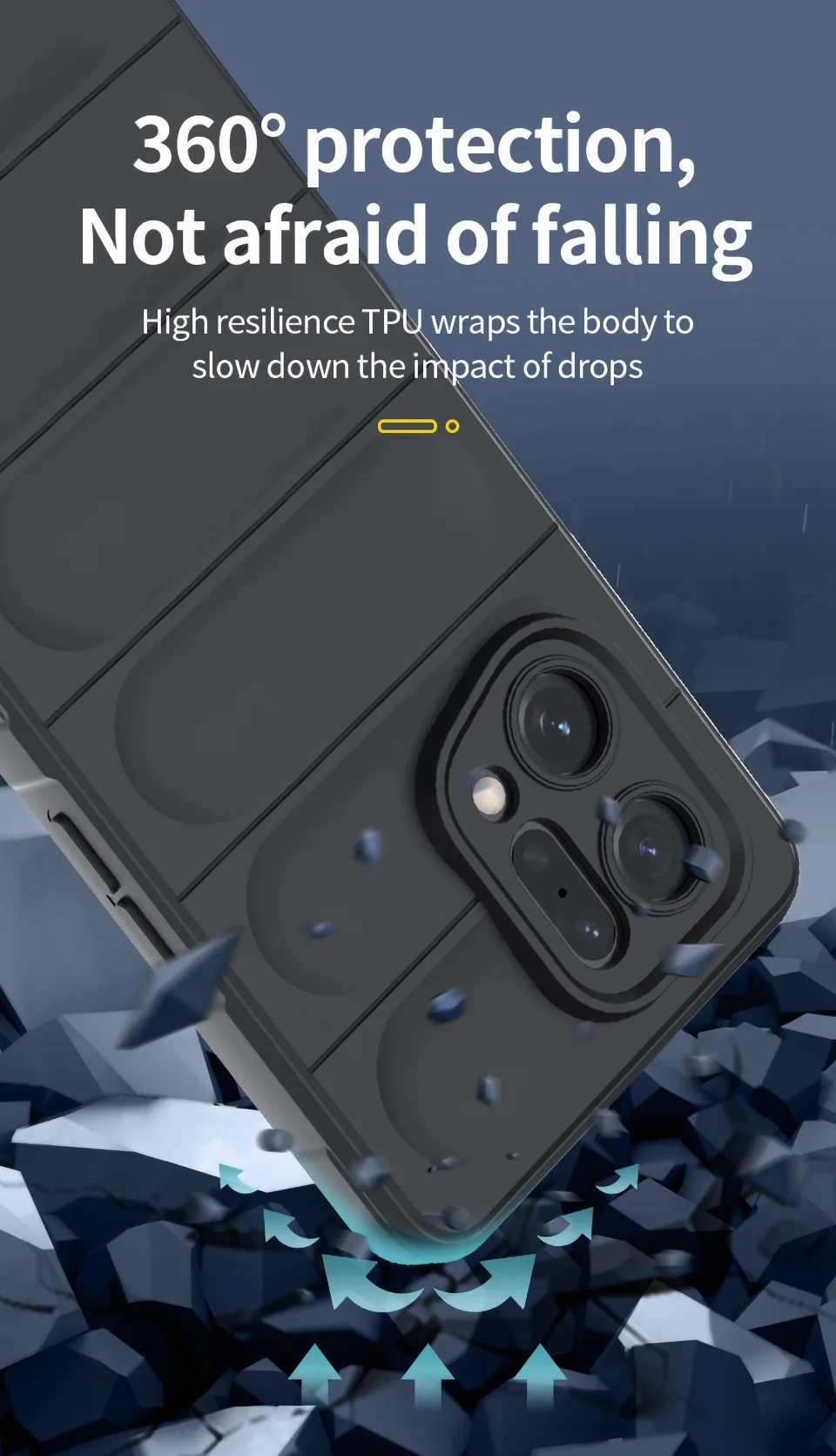 For Oppo Find X5 Shockproof Flexible Soft TPU Anti-slip Edge Cell Phone Protector Rugged Back Case - Dark Blue-Cellmalls