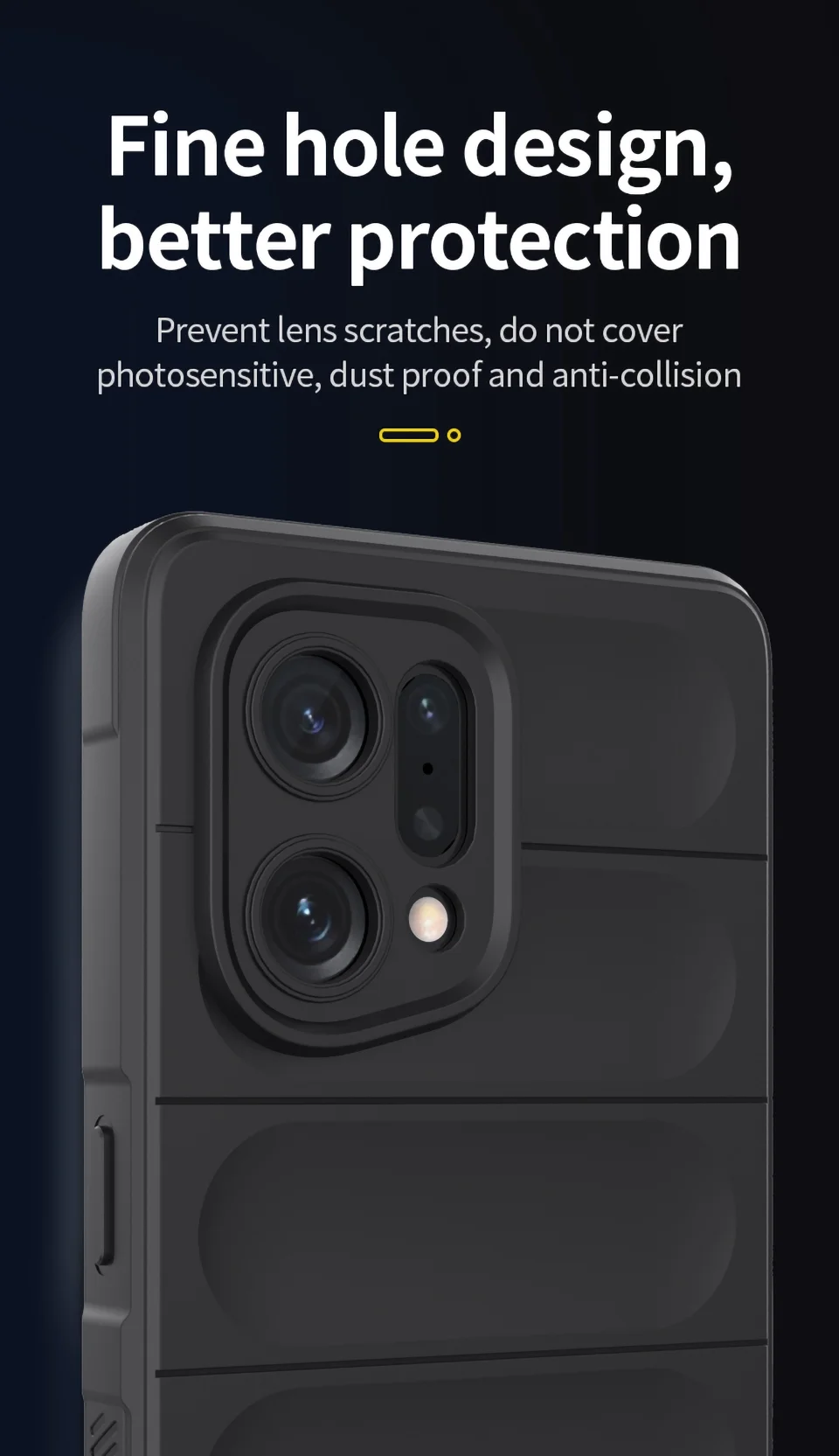 For Oppo Find X5 Shockproof Flexible Soft TPU Anti-slip Edge Cell Phone Protector Rugged Back Case - Dark Blue-Cellmalls