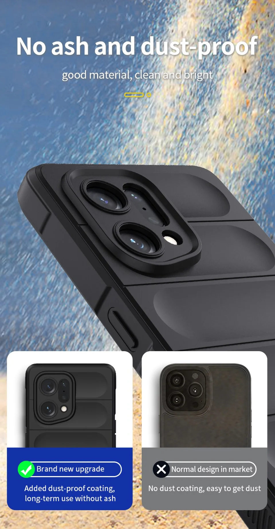 For Oppo Find X5 Shockproof Flexible Soft TPU Anti-slip Edge Cell Phone Protector Rugged Back Case - Dark Blue-Cellmalls