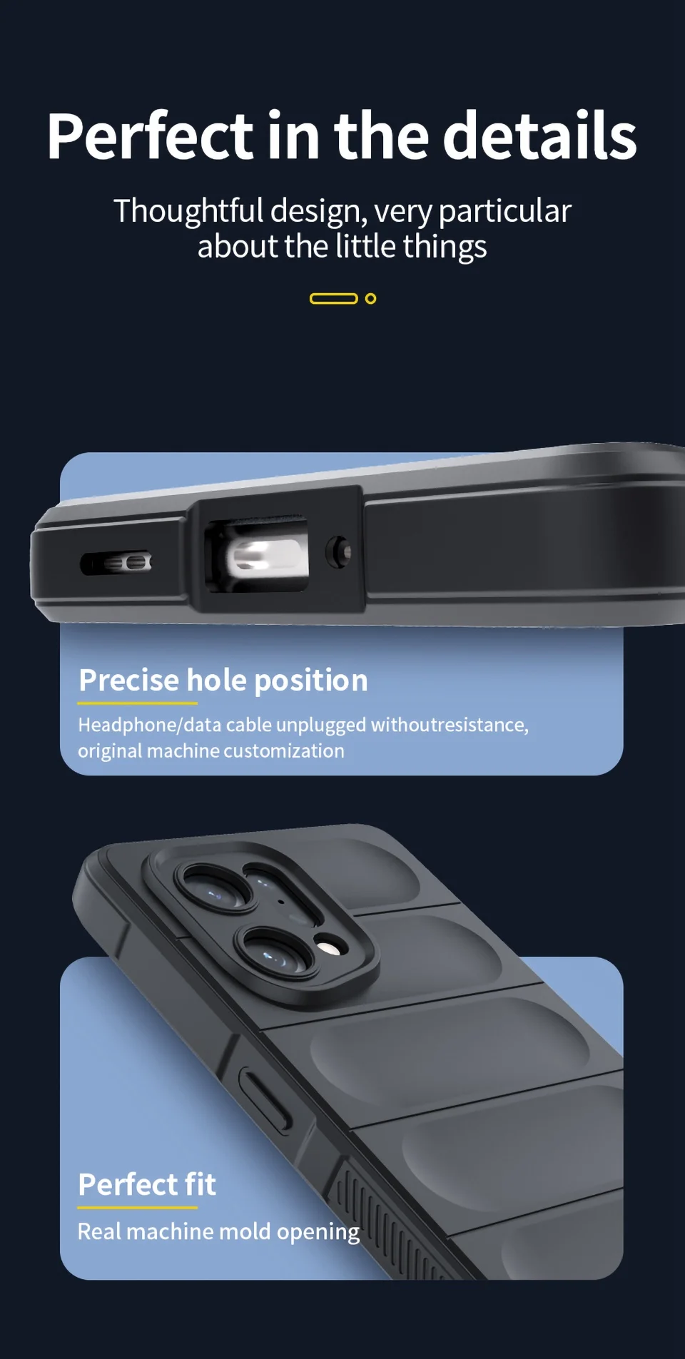 For Oppo Find X5 Shockproof Flexible Soft TPU Anti-slip Edge Cell Phone Protector Rugged Back Case - Dark Blue-Cellmalls