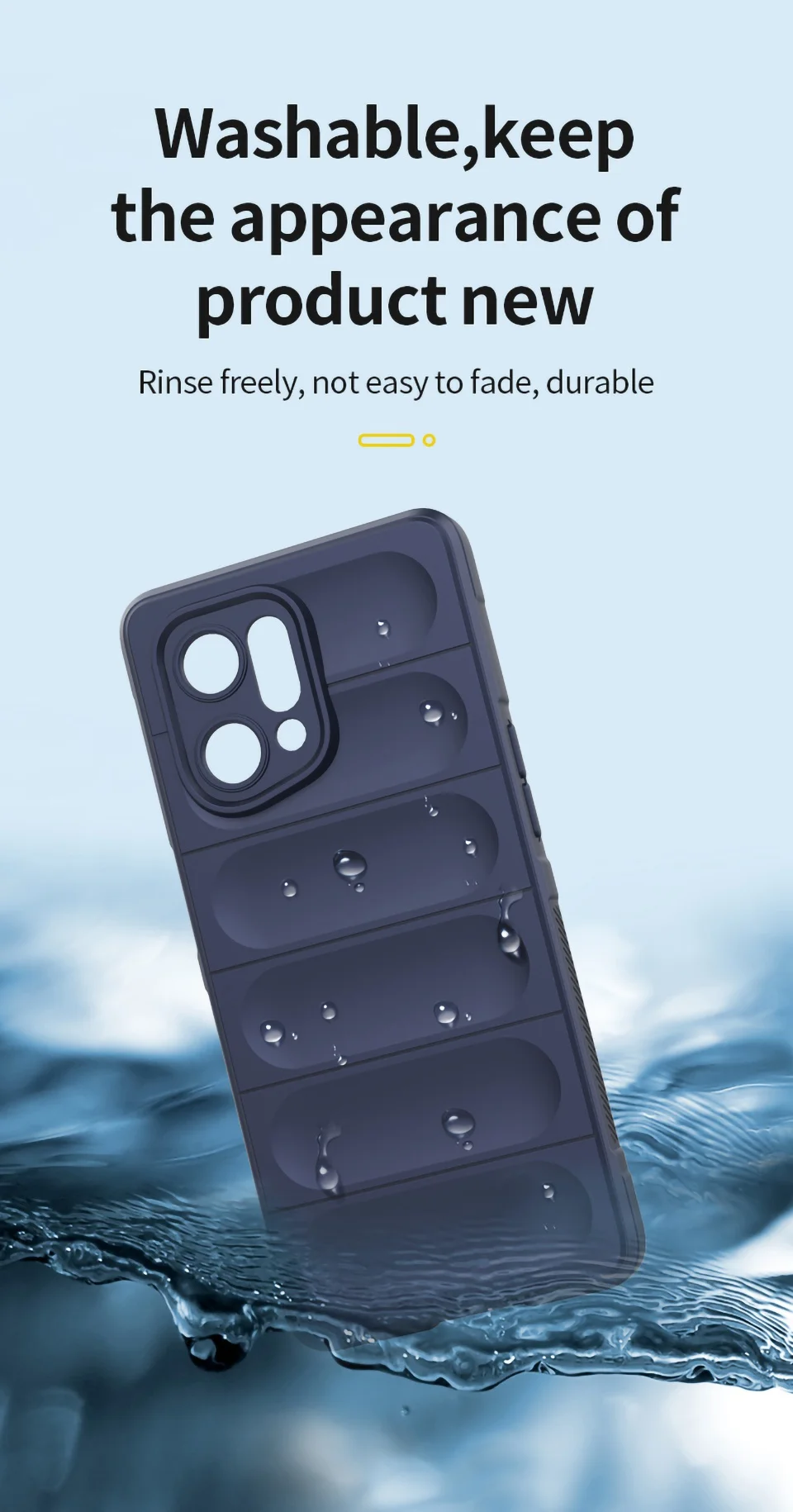 For Oppo Find X5 Shockproof Flexible Soft TPU Anti-slip Edge Cell Phone Protector Rugged Back Case - Dark Blue-Cellmalls