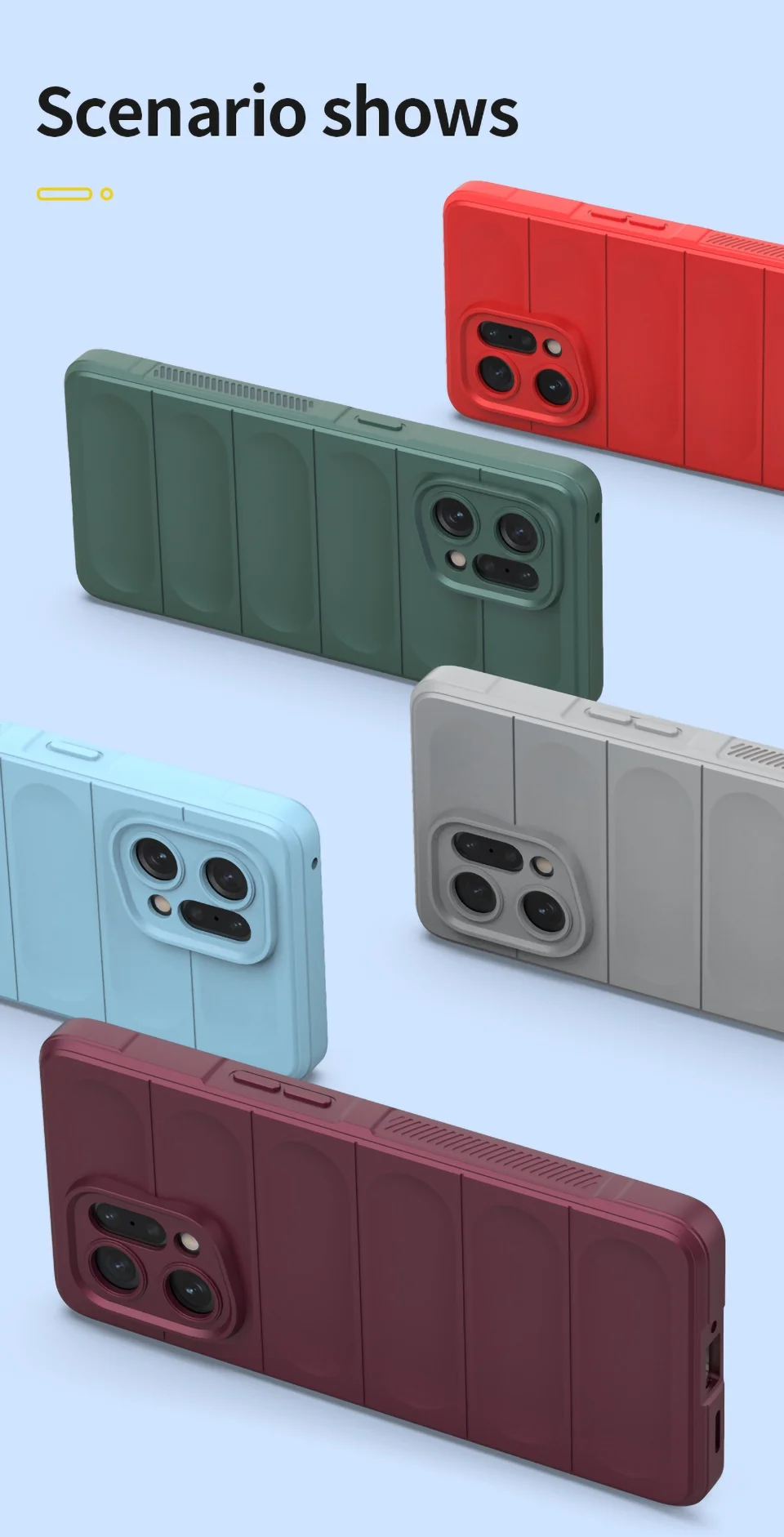 For Oppo Find X5 Shockproof Flexible Soft TPU Anti-slip Edge Cell Phone Protector Rugged Back Case - Dark Blue-Cellmalls