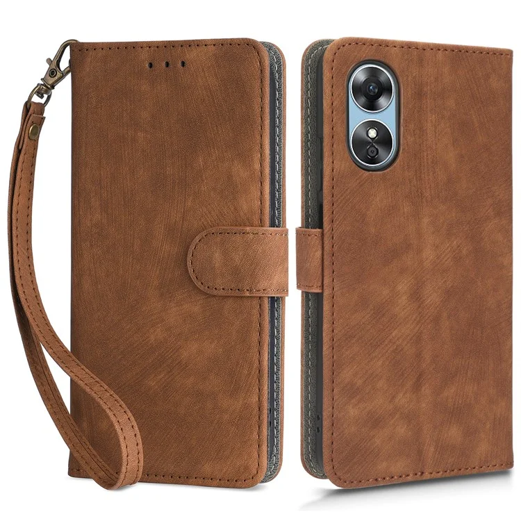 For Oppo A17 4G / A17k 4G Phone Cover RFID Blocking PU Leather Wallet Phone Stand Case with Strap - Black-Cellmalls