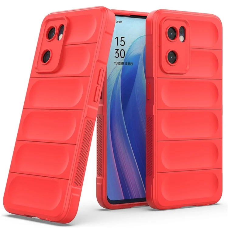 Soft TPU Back Cover for Oppo Reno7 5G (Global) Well-protected Anti-drop Rugged Phone Case - Red-Cellmalls