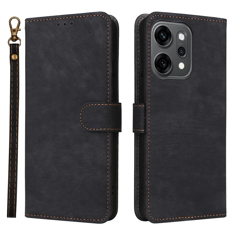 For Oppo Reno14 5G (Global) Case Wallet RFID Blocking PU Leather Phone Cover Stand with Strap - Brown-Cellmalls