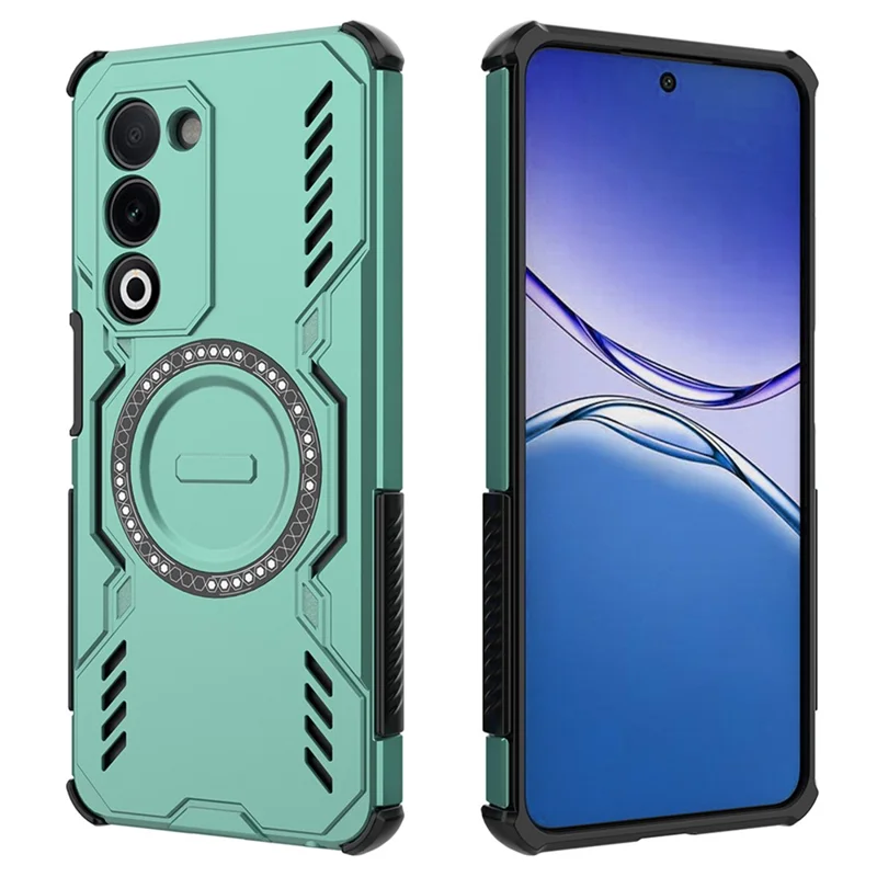 For Oppo A5 5G Magnetic Case Butterfly Armor Hollow Heat Dissipation PC + TPU Phone Cover - Black-Cellmalls