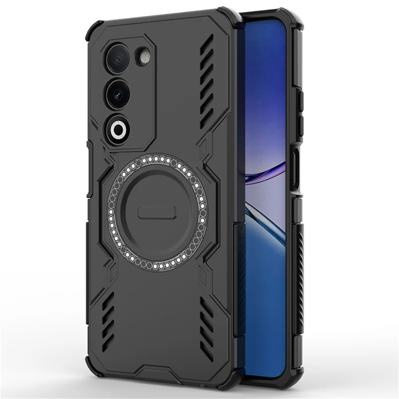 For Oppo A5 5G Magnetic Case Butterfly Armor Hollow Heat Dissipation PC + TPU Phone Cover - Black-Cellmalls