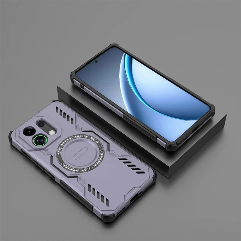 For Oppo K13 Turbo 5G Magnetic Case Butterfly Armor Hollow Heat Dissipation PC + TPU Phone Cover - Purple-Cellmalls