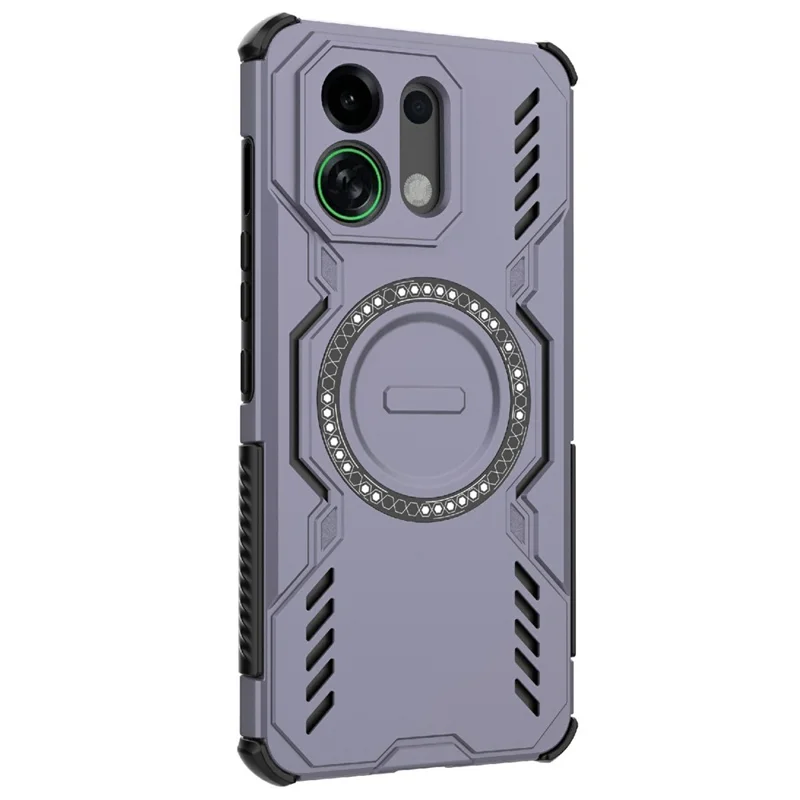 For Oppo K13 Turbo 5G Magnetic Case Butterfly Armor Hollow Heat Dissipation PC + TPU Phone Cover - Purple-Cellmalls