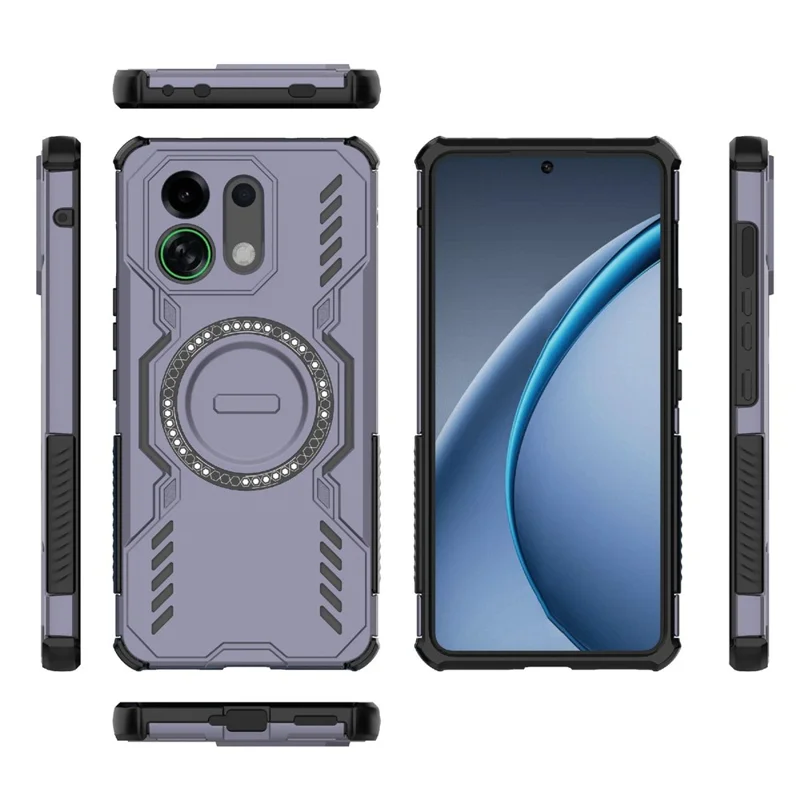 For Oppo K13 Turbo 5G Magnetic Case Butterfly Armor Hollow Heat Dissipation PC + TPU Phone Cover - Purple-Cellmalls