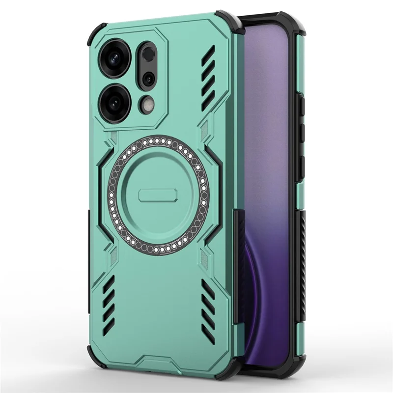 For Oppo Reno14 5G (Global) Magnetic Case Butterfly Armor Hollow Heat Dissipation PC + TPU Phone Cover - Black-Cellmalls