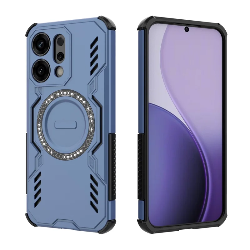 For Oppo Reno14 5G (Global) Magnetic Case Butterfly Armor Hollow Heat Dissipation PC + TPU Phone Cover - Black-Cellmalls