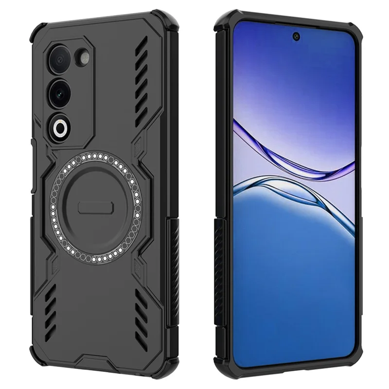 For Oppo A5 5G Magnetic Case Butterfly Armor Hollow Heat Dissipation PC + TPU Phone Cover - Black-Cellmalls