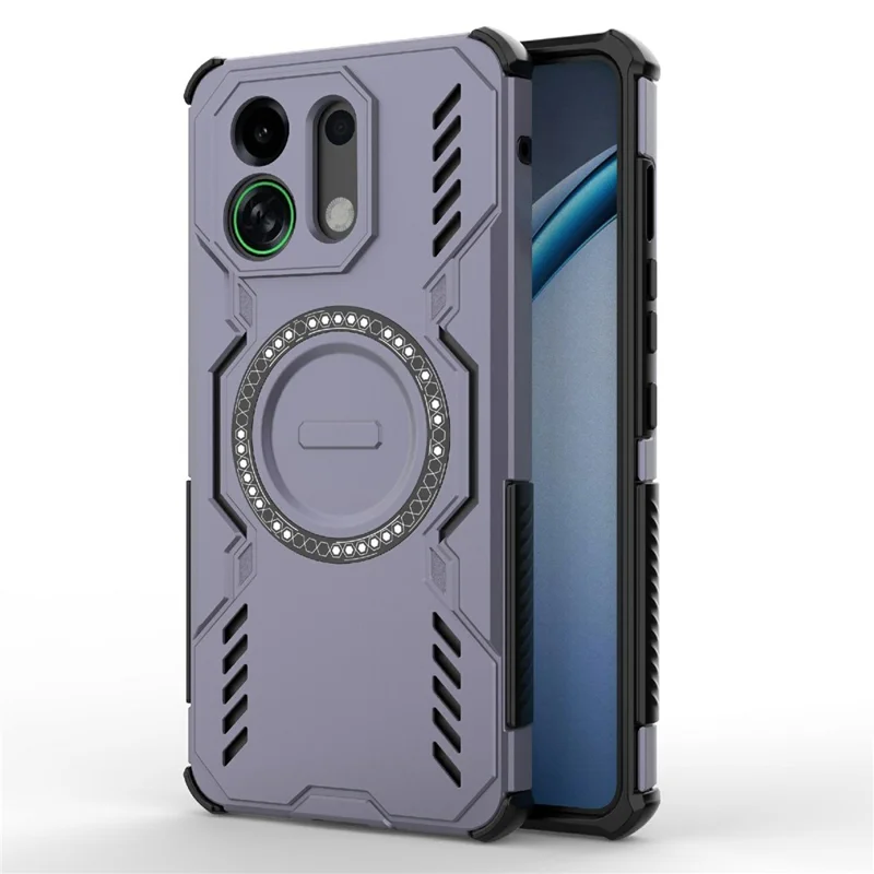 For Oppo K13 Turbo 5G Magnetic Case Butterfly Armor Hollow Heat Dissipation PC + TPU Phone Cover - Purple-Cellmalls