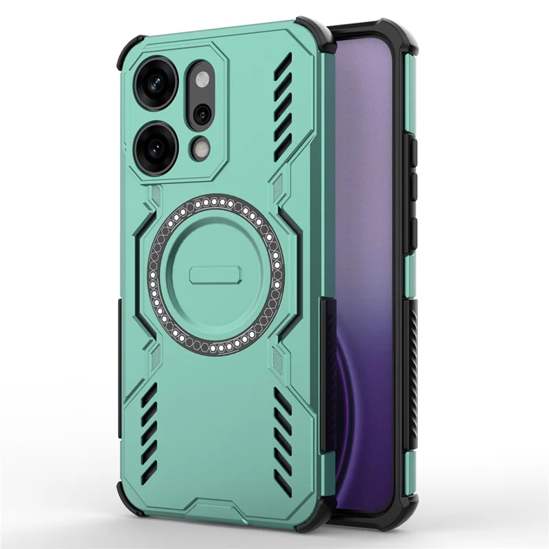 For Oppo Reno14 Pro 5G (Global) Magnetic Case Butterfly Armor Hollow Heat Dissipation PC + TPU Phone Cover - Black-Cellmalls