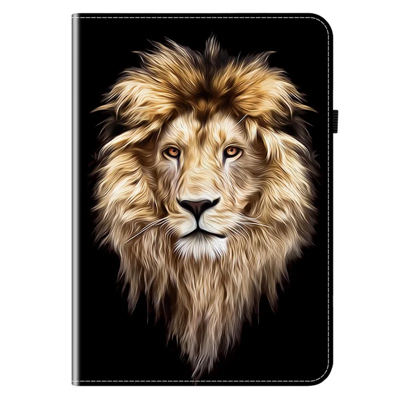 For Oppo Pad SE Leather Case Pattern Printed Stand Tablet Cover with Card Slots - Lion Head-Cellmalls