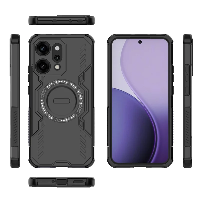 For Oppo Reno14 Pro 5G (Global) Magnetic Case Butterfly Armor Hollow Heat Dissipation PC + TPU Phone Cover - Black-Cellmalls